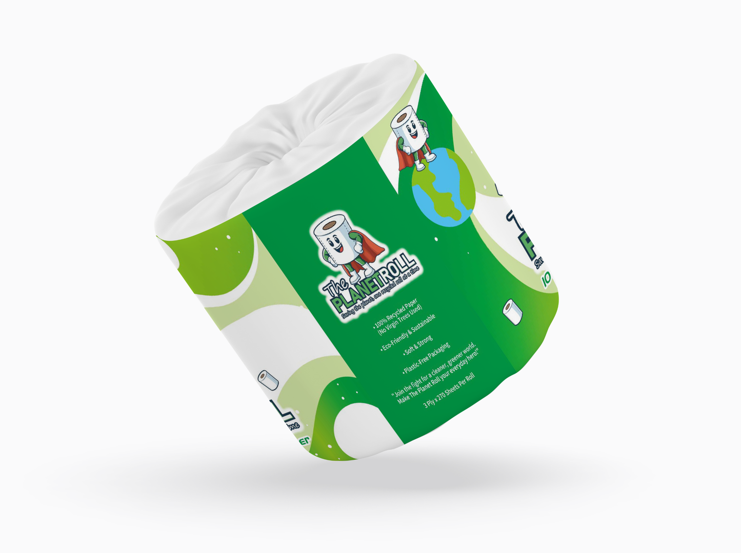 The Planet Roll: milieuvriendelijk 100% gerecycled toiletpapier | Zacht, biologisch afbreekbaar en plasticvrij
